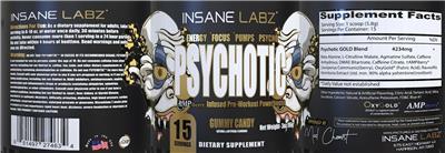 Psychotic Gold Gummy Candy label