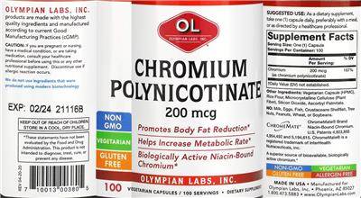 Chromium Polynicotinate 200 mcg label