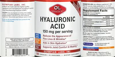 Hyaluronic Acid 150 mg label
