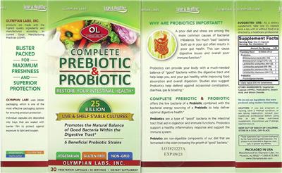 Complete Prebiotic & Probiotic label