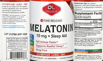 Melatonin 10 mg label
