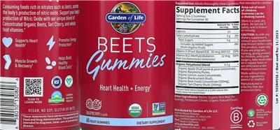 Beets Gummies Raspberry Flavor label