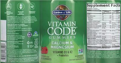 Gummies Calcium & Magnesium Raspberry Flavor label