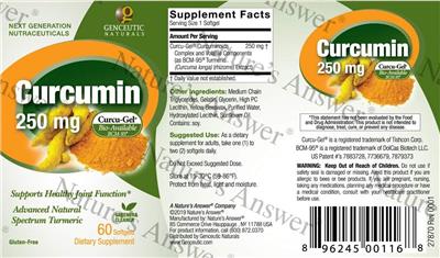 Curcumin 250 mg label