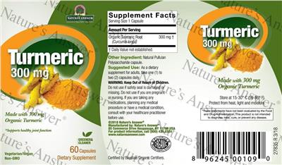 Turmeric 300 mg label