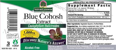 Blue Cohosh Extract 1,000 mg Alcohol-Free label