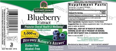 Blueberry Extract 5,000 mg Alcohol-Free label