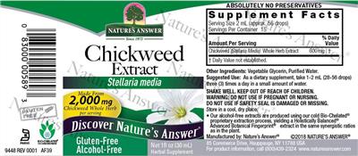 Chickweed Extract 2,000 mg Alcohol-Free label