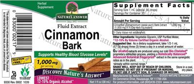 Cinnamon Bark 1,000 mg label