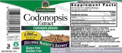 Codonopsis Extract 2,000 mg Alcohol-Free label
