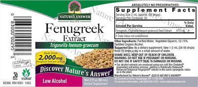 Fenugreek Extract 2,000 mg label