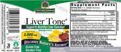 Liver Tone 2,000 mg Alcohol-Free label