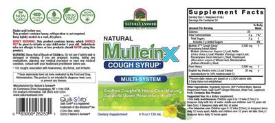 Natural Mullein-X Cough Syrup label