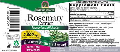 Rosemary Extract 2,000 mg label