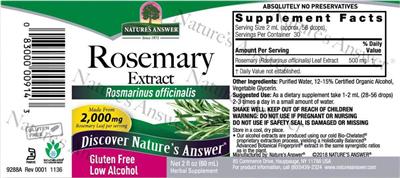 Rosemary Extract 2,000 mg label