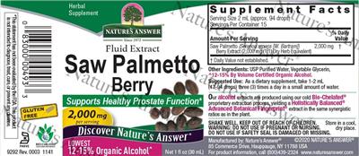 Saw Palmetto Berry 2,000 mg label