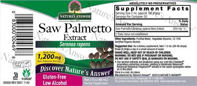 Saw Palmetto Extract 1,200 mg label