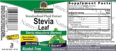 Stevia Leaf Alcohol-Free label