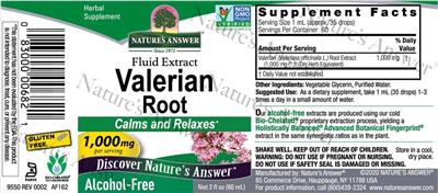 Valerian Root 1,000 mg Alcohol-Free label