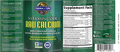 Raw Calcium label