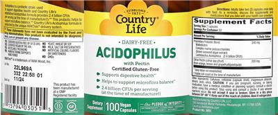 Acidophilus With Pectin label