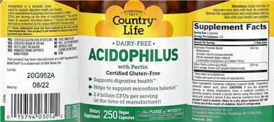 Acidophilus With Pectin label