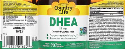 DHEA 25 mg label