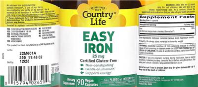 Easy Iron 25 mg label