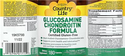 Glucosamine Chondroitin Formula label