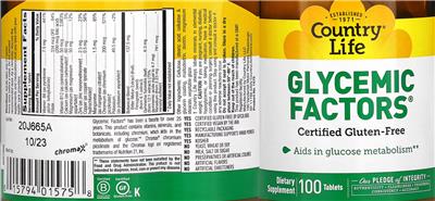 Glycemic Factors label