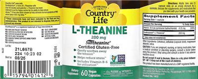 L-Theanine 200 mg label