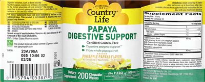 Papaya Digestive Support Pineapple Papaya Flavor label