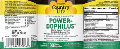 Power-Dophilus Dairy-Free Probiotic label