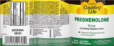 Pregnenolone 30 mg label