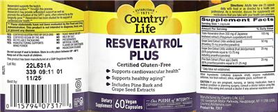 Resveratrol Plus label