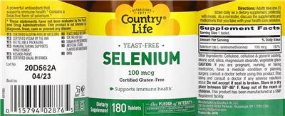 Selenium 100 mcg label