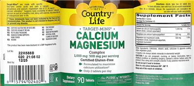 Calcium 1,000 mg Magnesium 500 mg Complex label