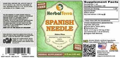 Spanish Needle Alcohol Free label