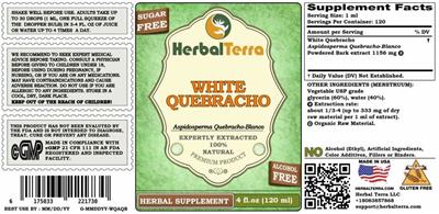White Quebracho Alcohol Free label