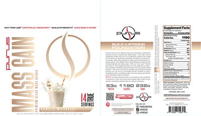Mass Gain Vanilla MIlkshake label