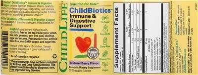 ChildBiotics Immune & Digestive Support Natural Berry Flavor label