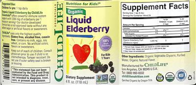 Organic Liquid Elderberry label