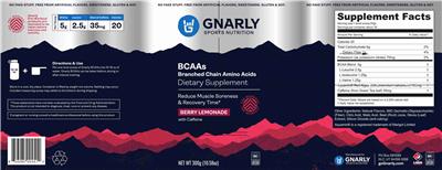 BCAAs with Caffeine Berry Lemonade label