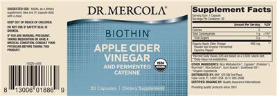 Biothin Apple Cider Vinegar and Fermented Cayenne label