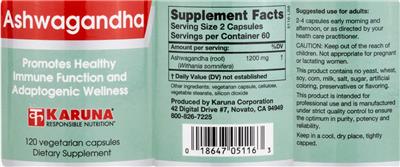 Ashwagandha label