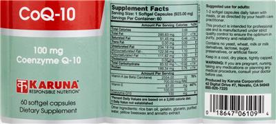 CoQ-10 100 mg label
