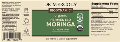 Biodynamic Organic Fermented Moringa 500 mg label