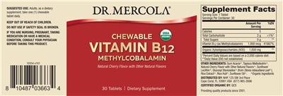 Chewable Vitamin B12 Natural Cherry Flavor label