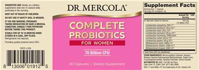 Complete Probiotics for Women 70 Billion CFU label