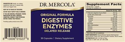 Digestive Enzymes Original Formula label